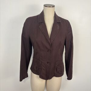 VTG Talbots Womens 10 Brown Irish Linen Blend Jacket Blazer Business Casual